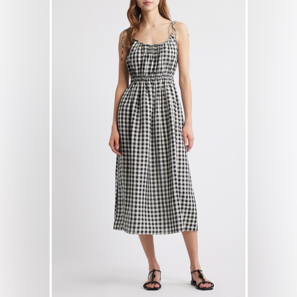 Doen Leslie Gingham Pleated Maxi Dress in Marilyn Plaid, Size Small